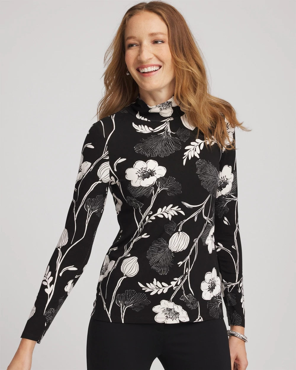 Chico's Sale Black Touch of Cool™ Mockneck Layering Tee