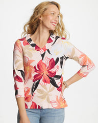 Chico's Outlet Folkloric Red Pima Cotton 3/4 Sleeve Tee