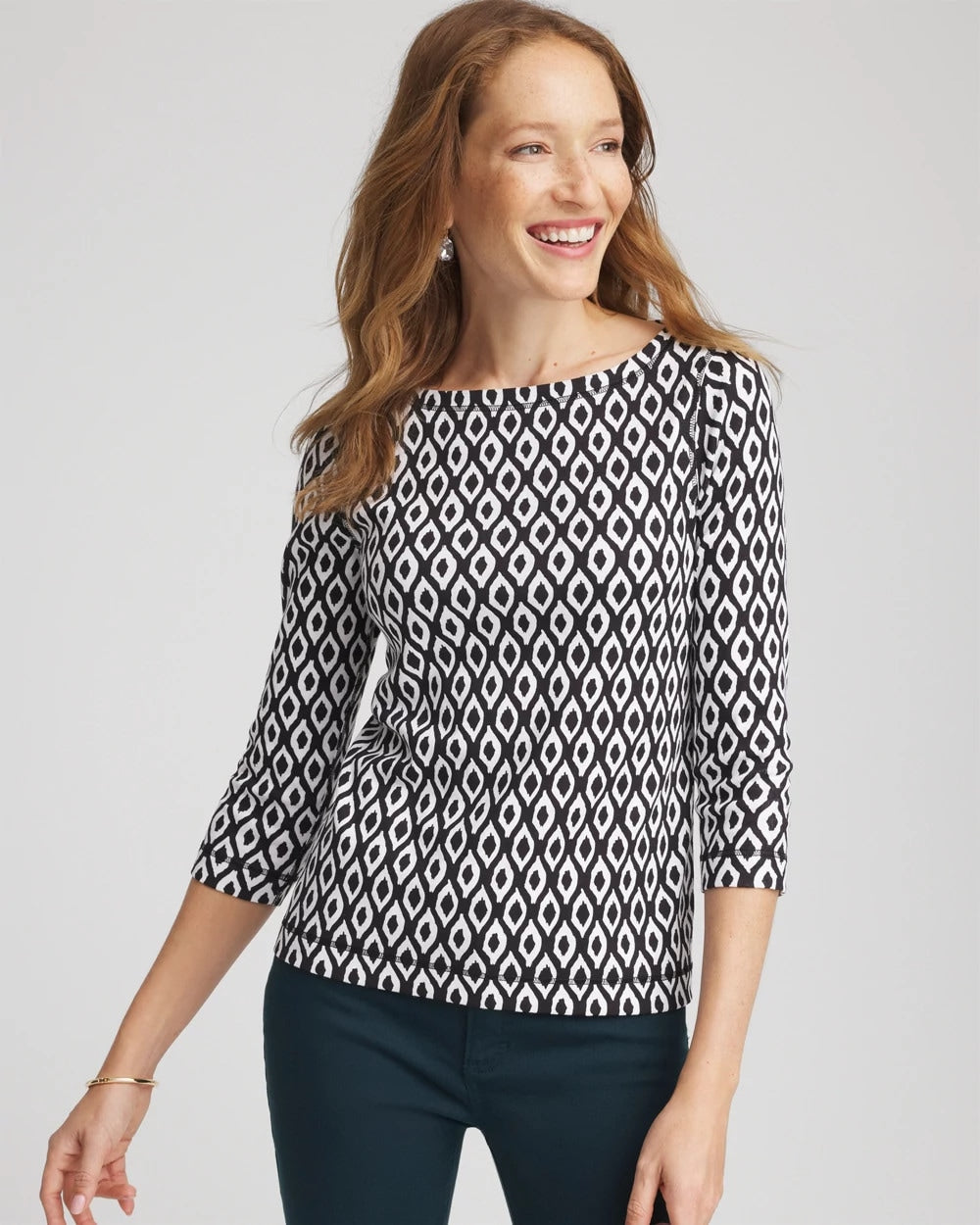 Chico's On Sale Black Pima 3/4 Sleeve Tee
