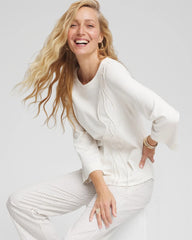 Chico's Outlet Ecru Soutache Stitch Top