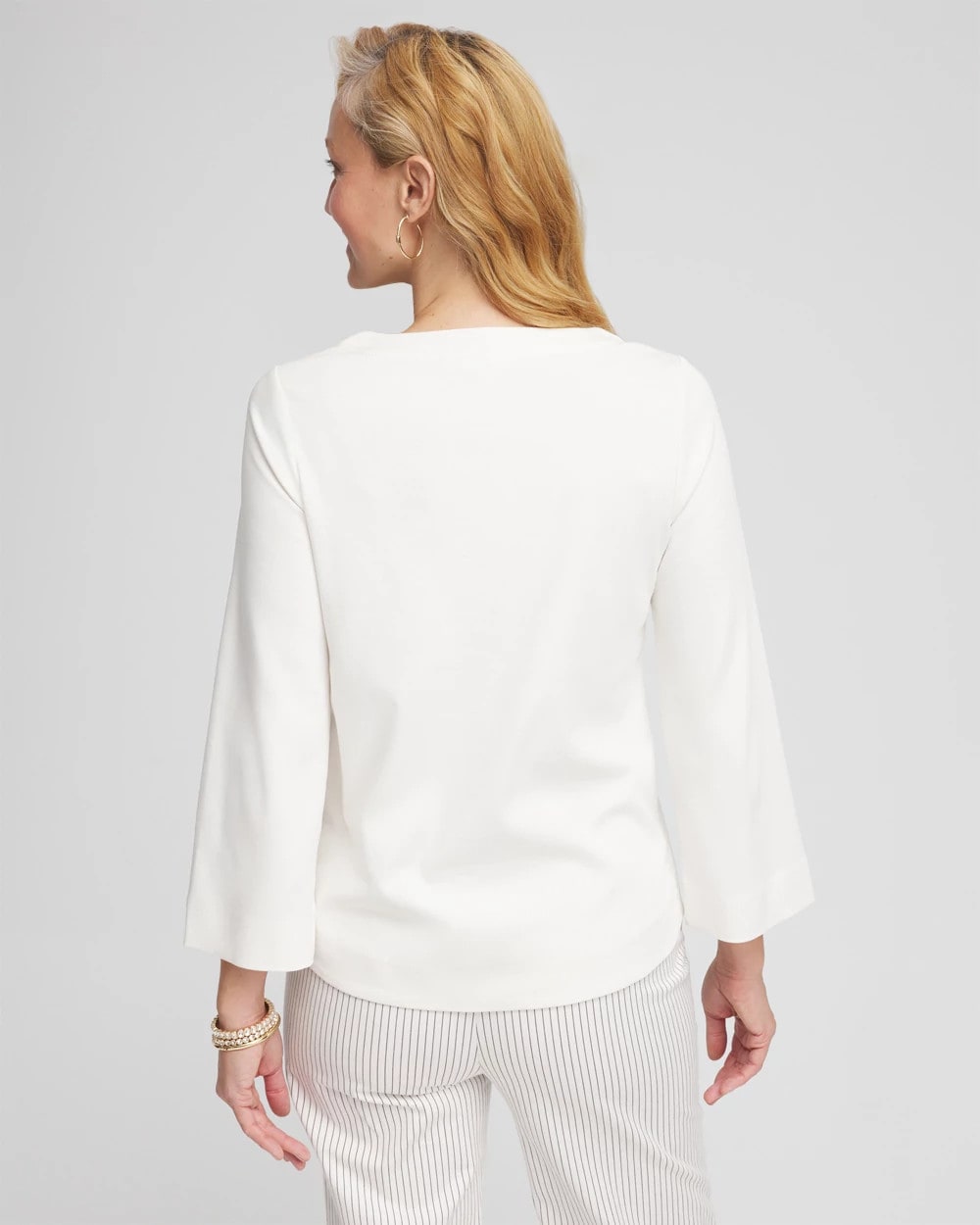 Chico's Outlet Ecru Soutache Stitch Top