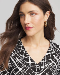 Chico's Discount Black Printed Pima 3/4 Sleeve Tee