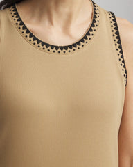 Chico's Online Cafe Aroma Contrast-Trim Ribbed Cotton Tank Top