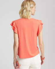 Chico's Discount Sunset Peach Touch of Cool™ Flutter Sleeve Tee