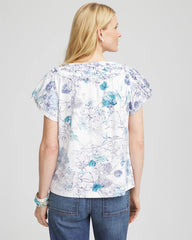 Chico's Sale Alabaster Touch of Cool™ Floral Flutter Sleeve Tee