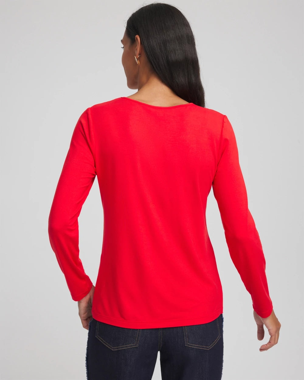 Chico's Outlet Love Letter Red Embellished Heart V-Neck Tee