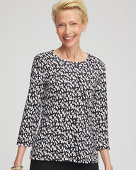 Chico's On Sale Black Pima Crewneck Button Tee