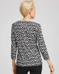 Chico's On Sale Black Pima Crewneck Button Tee