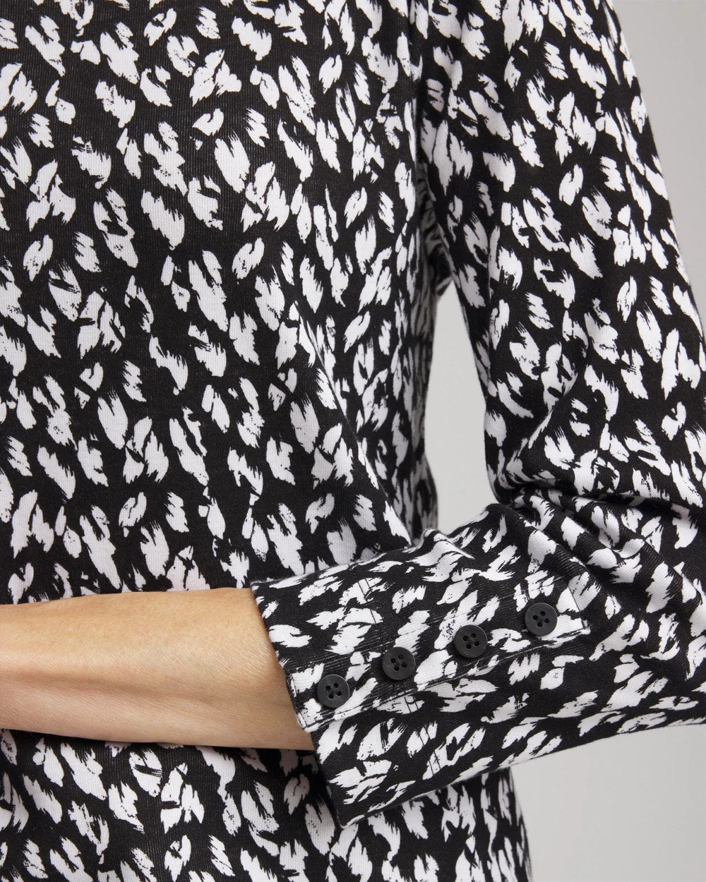 Chico's On Sale Black Pima Crewneck Button Tee