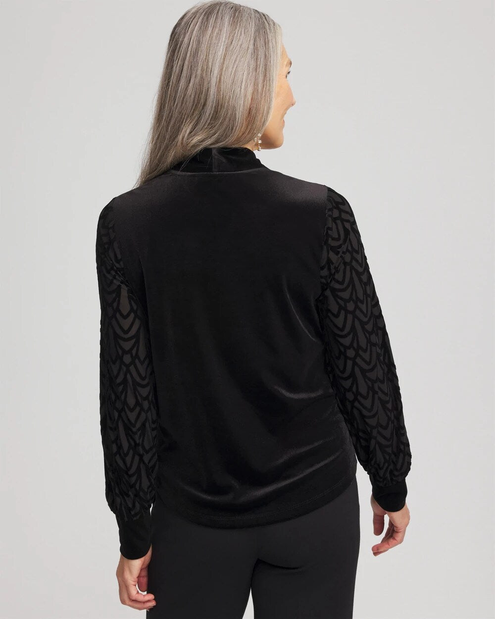 Chico's Online Black Art Deco Velvet Burnout Top