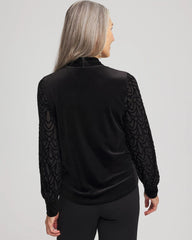 Chico's Online Black Art Deco Velvet Burnout Top