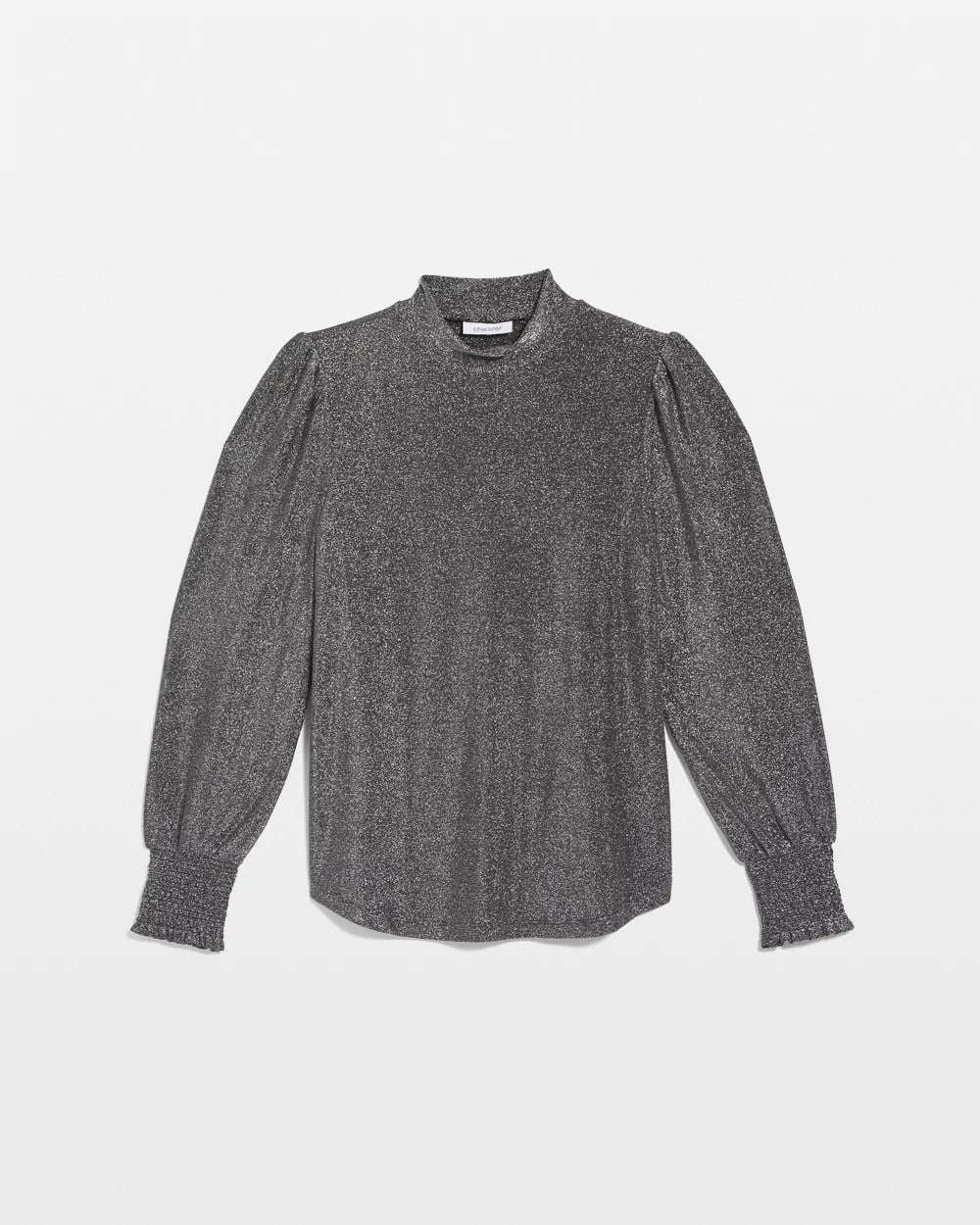 Chico's Discount Silver Glitter Sparkle Smocked Top