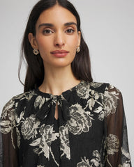 Chico's For Sale Black Floral Metallic Bodre Top