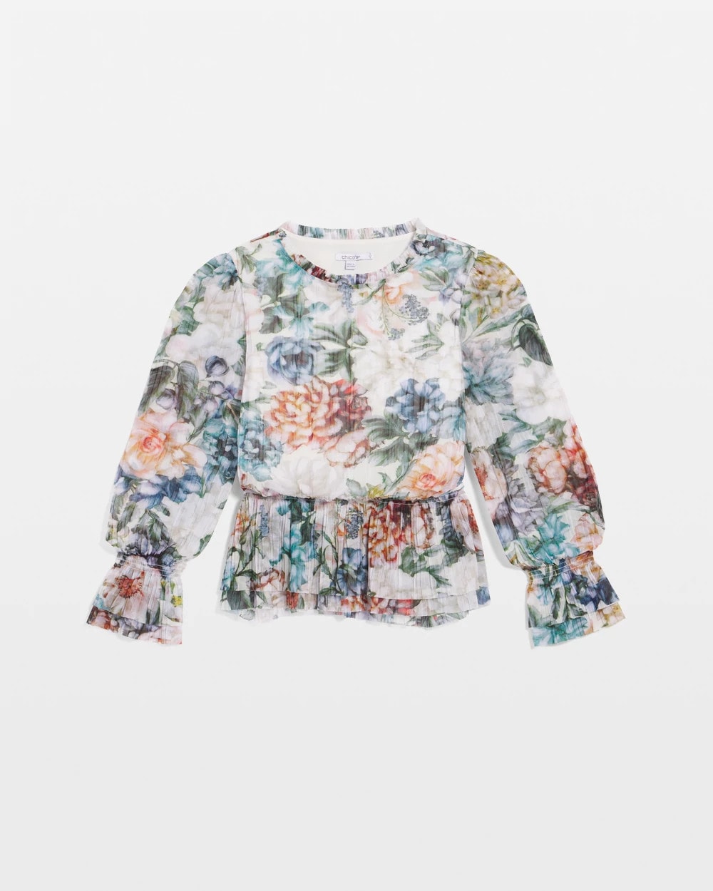 Chico's Discount Ecru Rose Print Crinkle Top