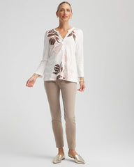 Chico's Sale Rose Smoke Slub Splitneck Henley Tee