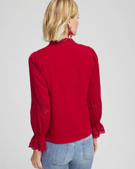 Chico's Outlet Carmine Red Lace V-Neck Top