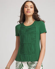 Chico's On Sale Palm Leaf Jersey Knit Ruched Front Tee