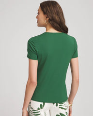 Chico's On Sale Palm Leaf Jersey Knit Ruched Front Tee