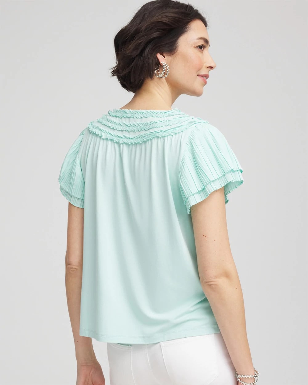 Chico's Online Teal Waters Touch of Cool™ Layered Pleated Flutter Tee