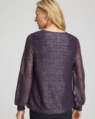 Chico's On Sale Purple Elixir Foiled Bodre Top