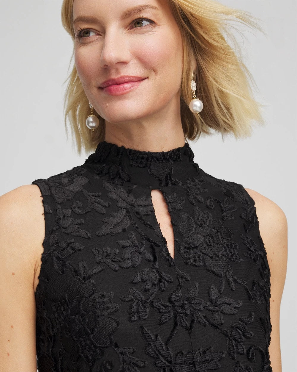 Chico's Online Black Burnout Mockneck Tank
