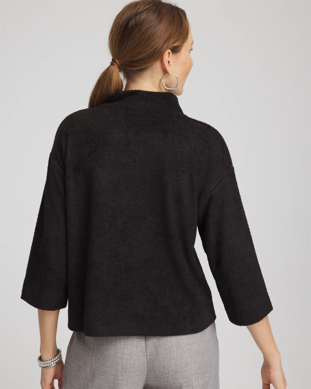 Chico's Discount Black Jacquard Cozy Turtleneck