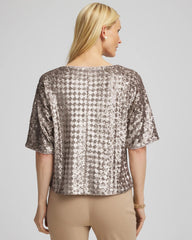 Chico's Sale Gold Art Deco Dolman Sequins Tee