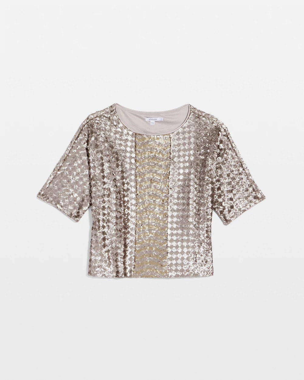 Chico's Sale Gold Art Deco Dolman Sequins Tee
