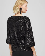 Chico's On Sale Black Sparkling Sequin Party Tee