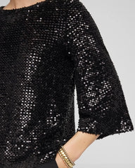 Chico's On Sale Black Sparkling Sequin Party Tee