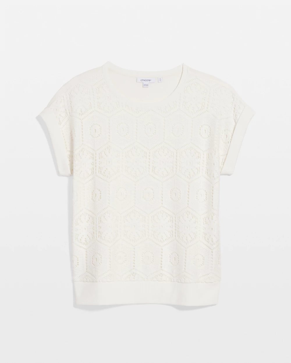 Chico's Online Ecru Crocheted Cotton-Blend Shirt