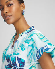 Chico's Outlet Paradiso Blue Notch Neck Cap Sleeve Tee