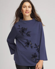 Chico's On Sale Indigo Sky Embellished Structured Top