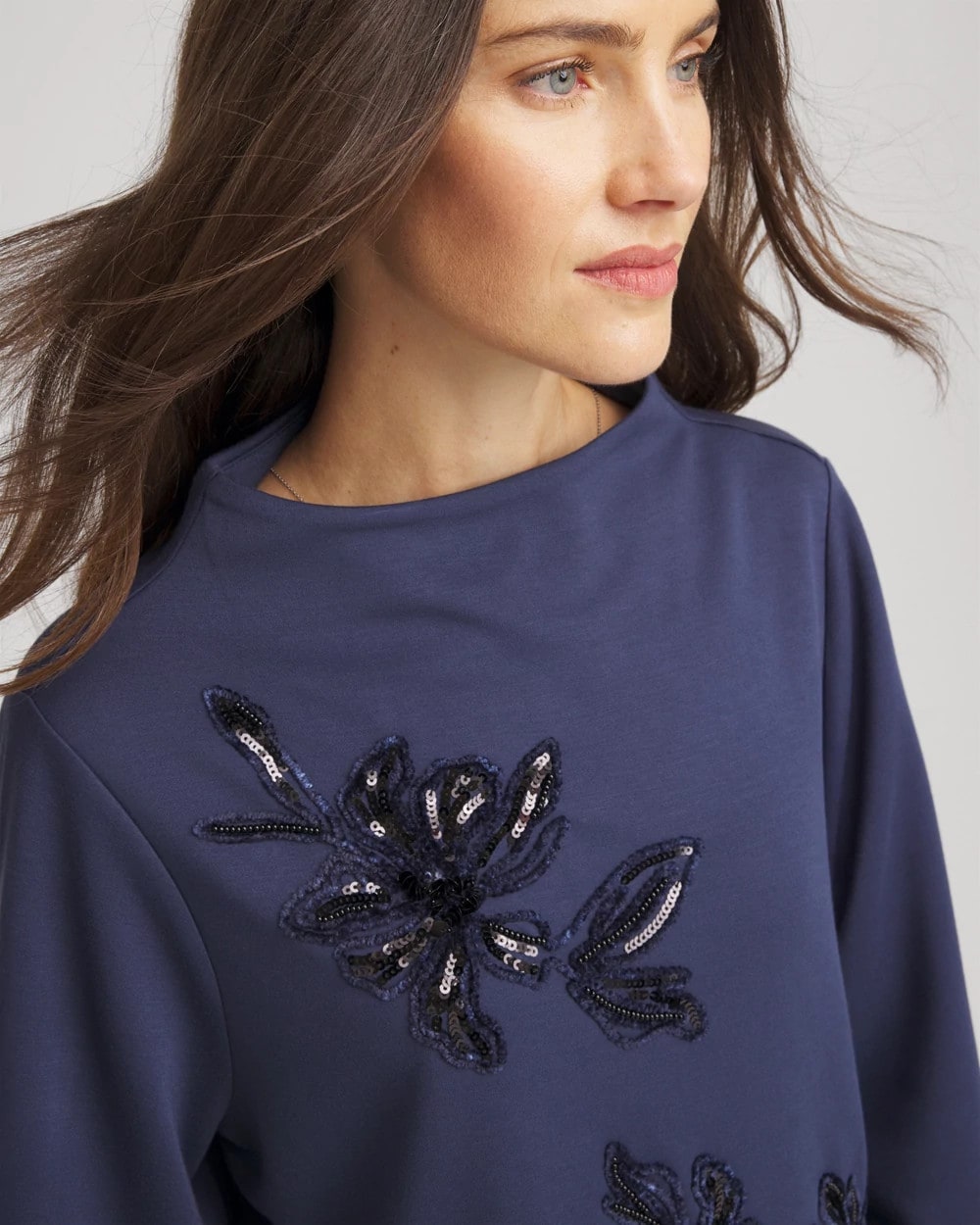 Chico's On Sale Indigo Sky Embellished Structured Top