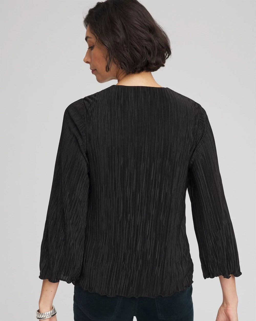 Chico's Online Black Bodre Flare Sleeve Top