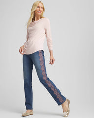 Chico's Outlet Rose Smoke Cowlneck Long-Sleeved Tee