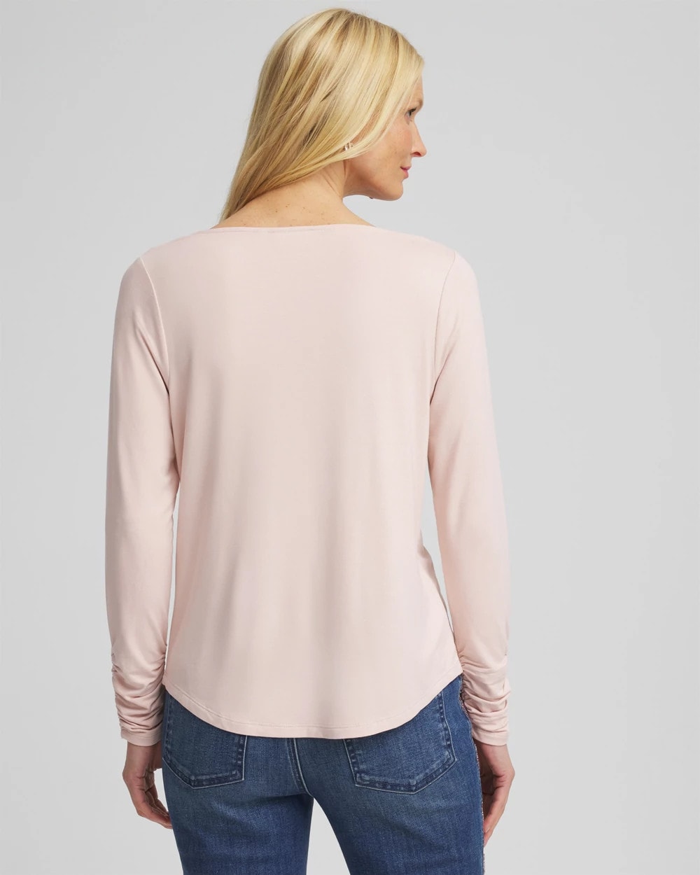 Chico's Outlet Rose Smoke Cowlneck Long-Sleeved Tee