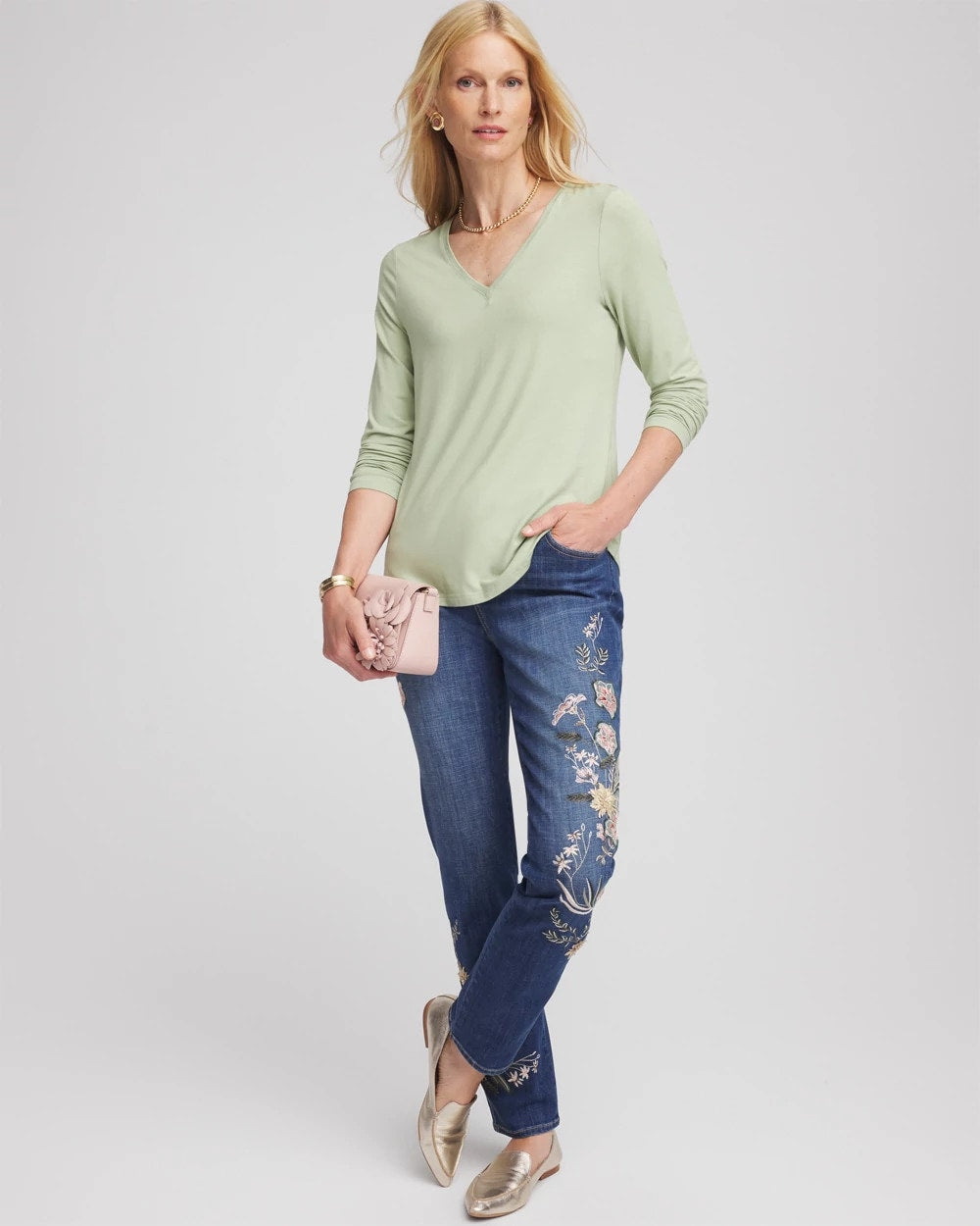 Chico's Online Sage Meadow Touch of Cool™ V-Neck Layering Tee