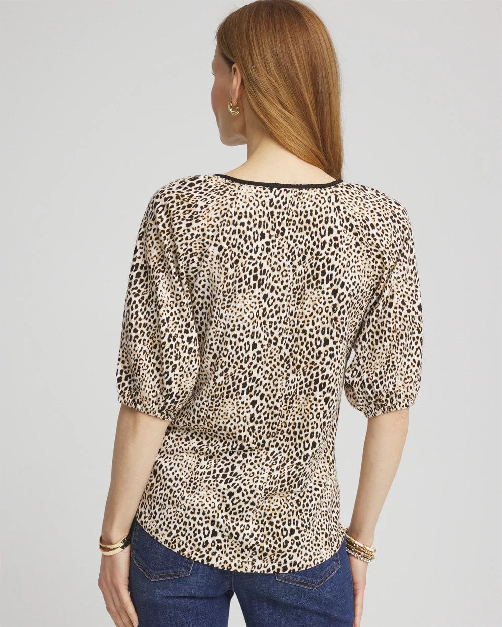 Chico's Sale Ecru Leopard Braided Linen Top