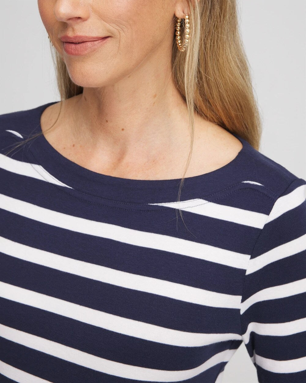 Chico's For Sale Passport Blue Stretch Cotton Boatneck Tunic