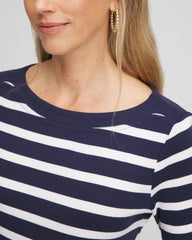Chico's For Sale Passport Blue Stretch Cotton Boatneck Tunic