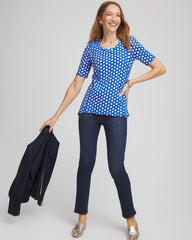 Chico's Online Azure Printed Slub Short Sleeve Tee