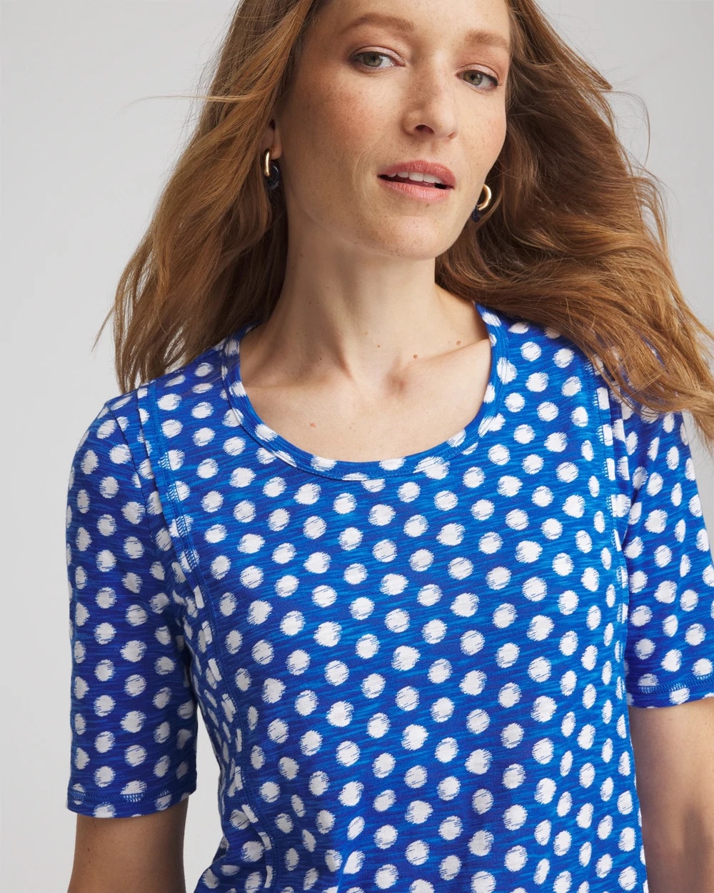 Chico's Online Azure Printed Slub Short Sleeve Tee