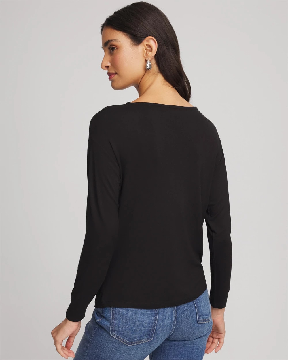 Chico's Discount Black Embellished Cowlneck Dolman Tee