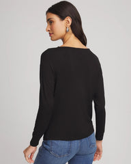 Chico's Discount Black Embellished Cowlneck Dolman Tee