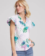 Chico's On Sale Gentle Lavender Notch Neck Cap Sleeve Tee