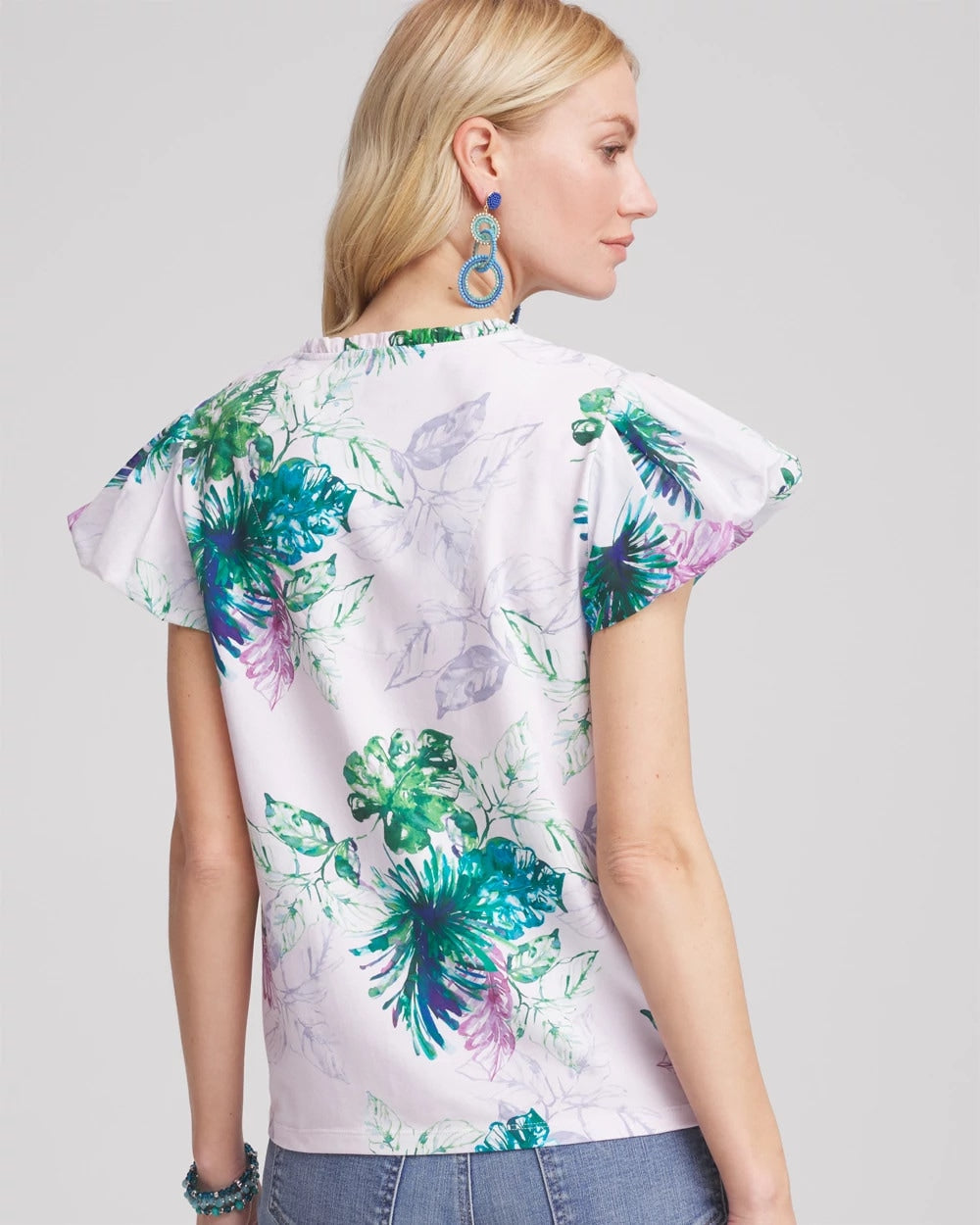 Chico's On Sale Gentle Lavender Notch Neck Cap Sleeve Tee
