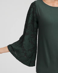 Chico's Online Darkest Spruce Touch of Cool™ Burnout Angel-Sleeved Top
