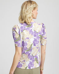Chico's On Sale Alabaster Floral Slub Henley Tee