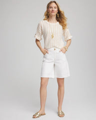 Chico's Online Glistening Sand Textured Roll Cuff Tee